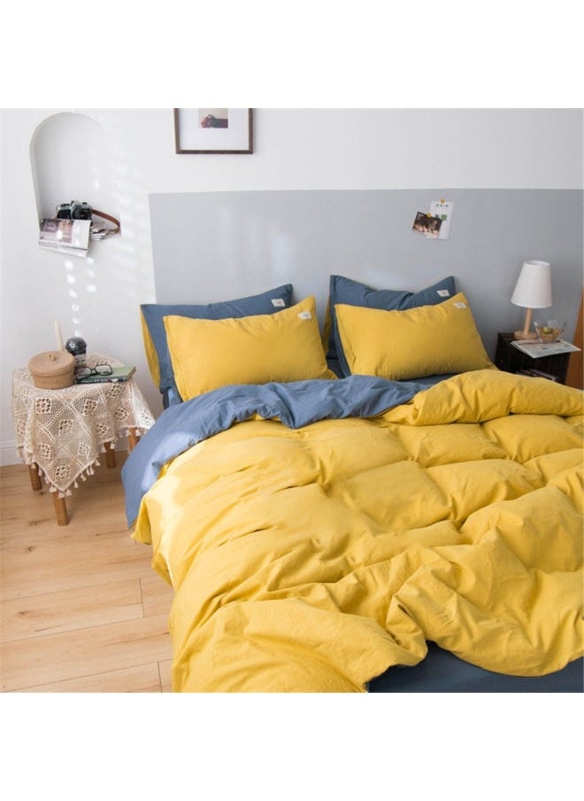 NIBEMINENT - 4-Piece Japanese-Style Bedding Set Combination Yellow/Blue - Image 1