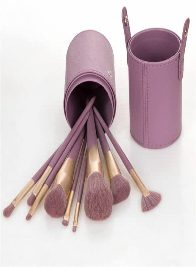 HOMENITY هومينيتي - مجموعة فرش مكياج صغيرة بنفسجية ناعمة من ألياف حرير الذرة (عبوة من 9)  - Image 4