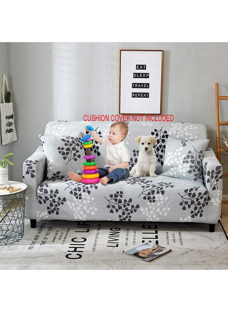 Styleys Styleys Universal Polyester Big Elasticity Flexible Stretch Triple Seater Sofa Cover (3 Seater, 180-230 cms, Black/White/Grey Ginkgo, SLMH-97)  - Image 2