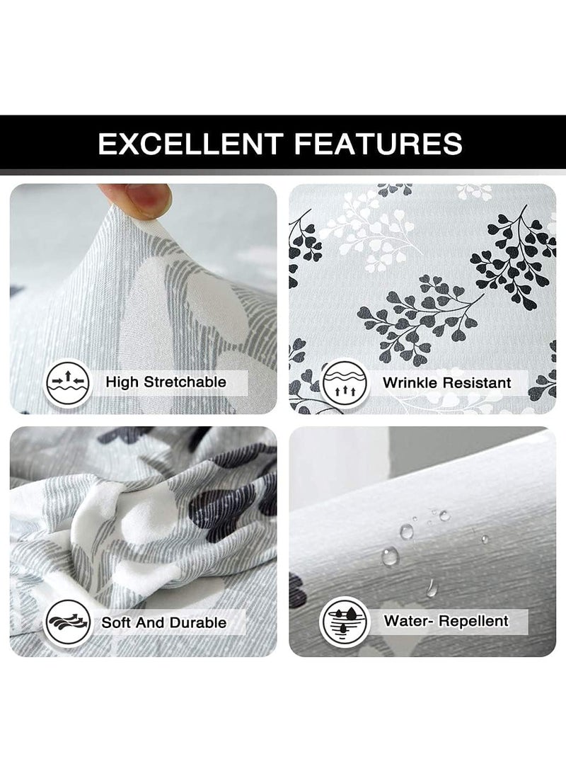 Styleys Styleys Universal Polyester Big Elasticity Flexible Stretch Triple Seater Sofa Cover (3 Seater, 180-230 cms, Black/White/Grey Ginkgo, SLMH-97)  - Image 5