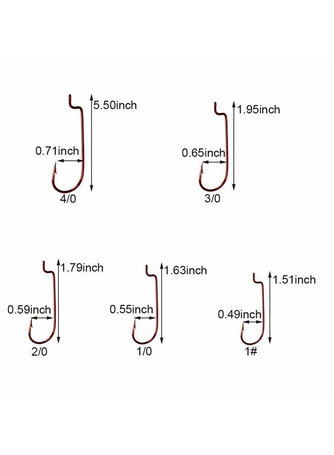 Laxygo LikeFish 30pcs/Pack Offset Fishing Hooks Worm Hooks Black/Red High Carbon Steel Senko Bait Fishing Hooks 4/0 3/0 2/0 1/0 1# 1# - Image 2