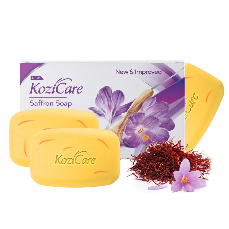 Kozicare Kojic Acid Soap Glutathione Soap Saffron Soap Body Tan Removal Soap Detan Soap Soap for Men Women For Dark Spots Excess Oil Acne Scars Even Out Skin Tone Pack of 3 - Image 1