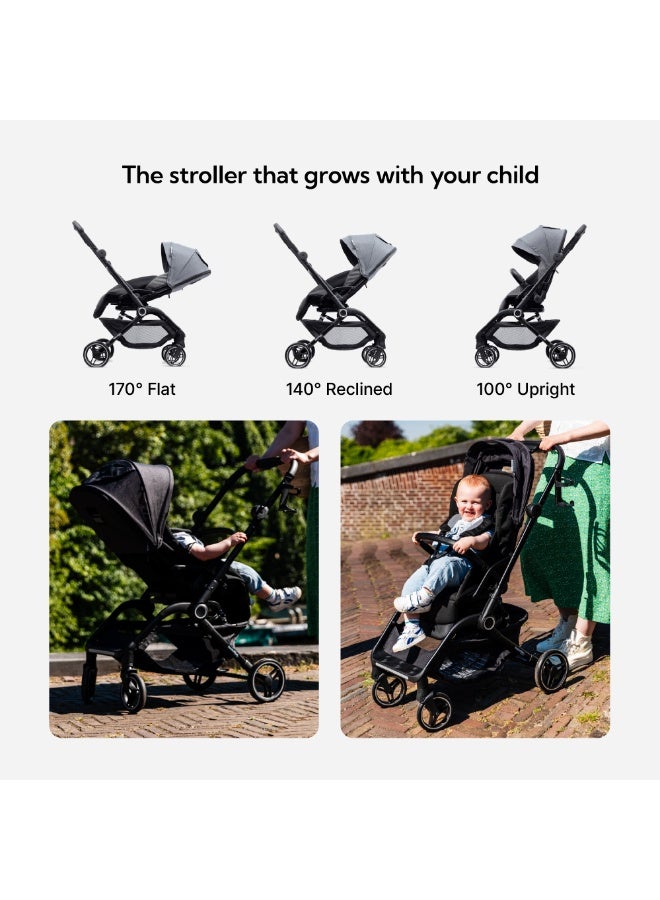 Hamilton by Yoop T1 Buggy – 360° Rotating Seat – MagicFold™ Technology – Foldable – Reflective Wheels with Suspension – Includes Protective Bag and Cup Holder – Adjustable and Manoeuvrable Pushchair – Lightweight Stroller – Folding Buggy – Black - Image 5