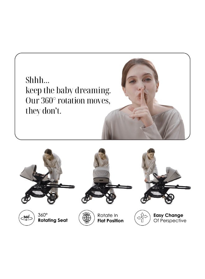 Hamilton by Yoop T1 Buggy – 360° Rotating Seat – MagicFold™ Technology – Foldable – Reflective Wheels with Suspension – Includes Protective Bag and Cup Holder – Adjustable and Manoeuvrable Pushchair – Lightweight Stroller – Folding Buggy – Black - Image 3