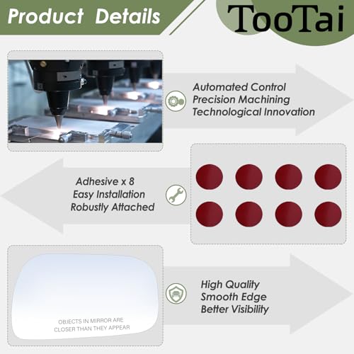 Tootai Passenger Side Replacement Mirror Glass - Compatible with Toyota vehicles - Camry 1997-2001 - Non-Heated, USA Built Only, without backing plate - Image 4