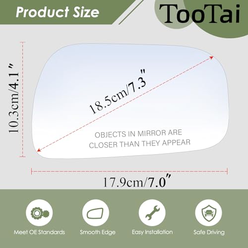 Tootai Passenger Side Replacement Mirror Glass - Compatible with Toyota vehicles - Camry 1997-2001 - Non-Heated, USA Built Only, without backing plate - Image 5