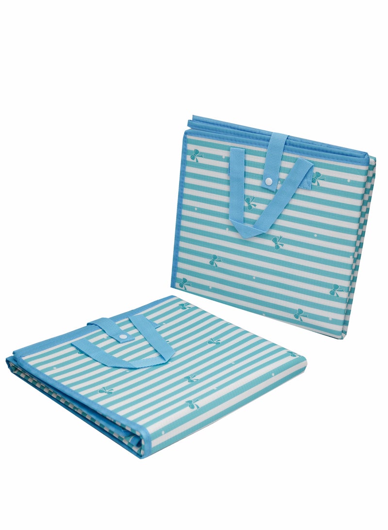 Toshionics Portable Waterproof Foldable Picnic Mat Ideal for Outdoor Beach, Garden, Park, Camping, Hiking and Travel-Multipurpose Insulated Mat with Carry Handle  90x160cm, Blue - Image 2