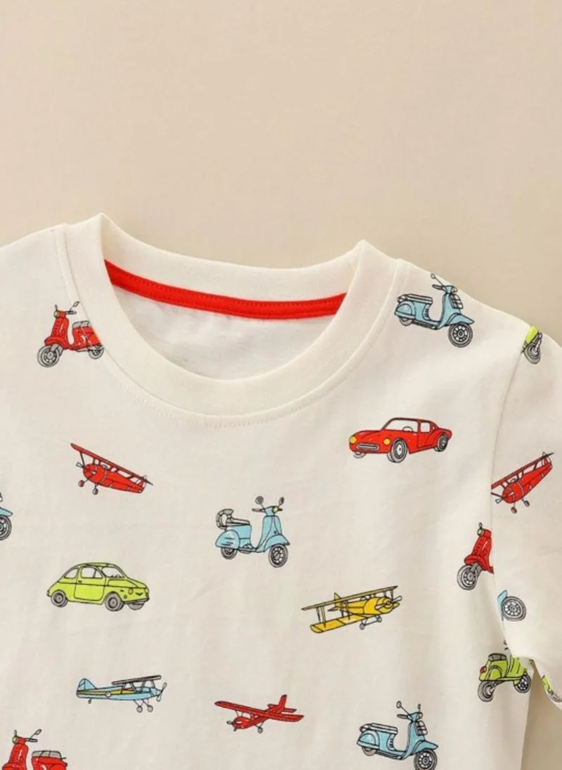 YUNIQEE White Conversational Printed Round Neck T-shirt