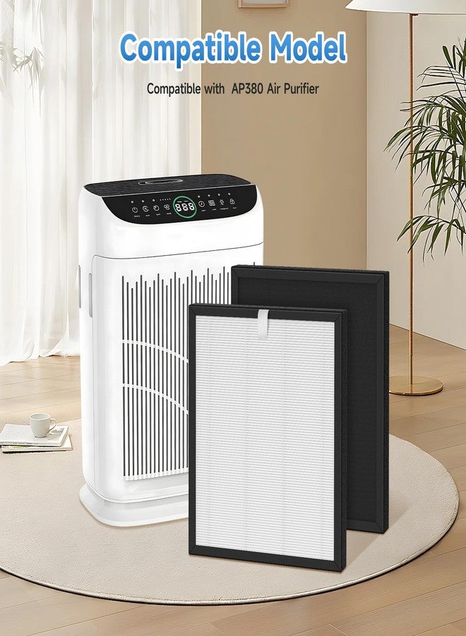 XBWW Premium Replacement Filter Compatible with AP380 Air Cleaner Purifier, 2 Stages HEPA and Activated Carbon Filter,2Pcs 1 Set - Image 2