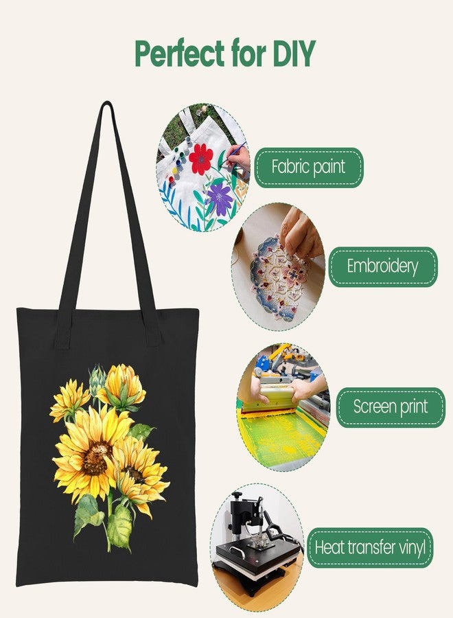 Carbrea 12 Pack Canvas Tote Bag - Lightweight Tote Bags Bulk Blank Shopping Reusable Grocery Bags for DIY Gift Sublimation Activity - Black - Image 4