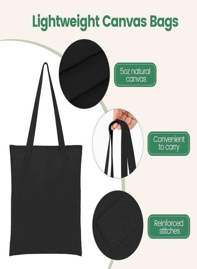 Carbrea 12 Pack Canvas Tote Bag - Lightweight Tote Bags Bulk Blank Shopping Reusable Grocery Bags for DIY Gift Sublimation Activity - Black - Image 5