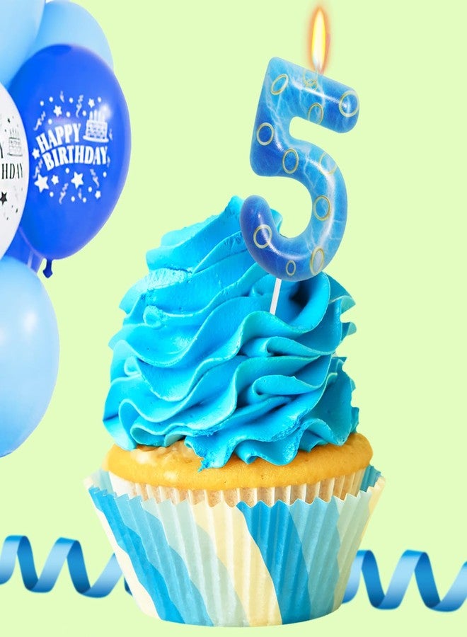 OGnomiFX Number 5 Blue and Golden Ring Birthday Candle, Number 5 Candle Blue Hedgehog Cake Topper for Boys Girls, Cartoon Themed Birthday Party Supplies - Image 3