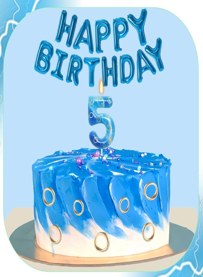 OGnomiFX Number 5 Blue and Golden Ring Birthday Candle, Number 5 Candle Blue Hedgehog Cake Topper for Boys Girls, Cartoon Themed Birthday Party Supplies - Image 4