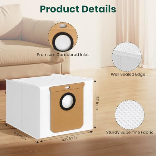 BUXEBUX 14 Pack Vacuum Bags for Eufy L60, L60 Hybrid, L50 Series Robot Vacuum, Large Capacity Disposable Replacement Dust Bags, Up to 60 Days Hands Free Cleaning - Image 3
