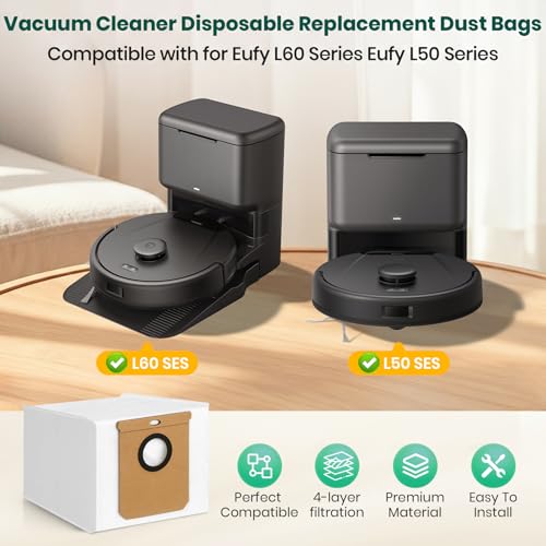 BUXEBUX 14 Pack Vacuum Bags for Eufy L60, L60 Hybrid, L50 Series Robot Vacuum, Large Capacity Disposable Replacement Dust Bags, Up to 60 Days Hands Free Cleaning - Image 2