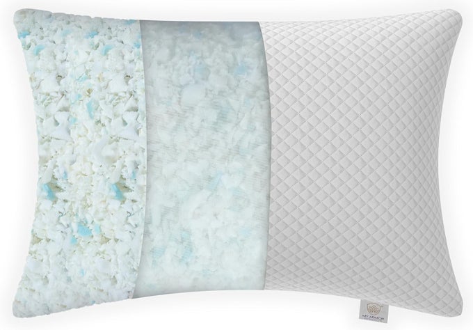 ADJUSTABLE SHREDDED MEMORY FOAM PILLOW WITH EXTRA FILLING 350 GSM ANTIMICROBIAL COVER 17 X 27 1 PIECE