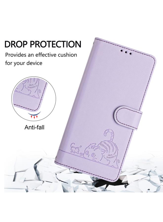 اس-توب جراب لهاتف Samsung Galaxy S20 من الجلد المنقوش بنمط قطة وفأر بتقنية RFID مع حبل تعليق - Image 4