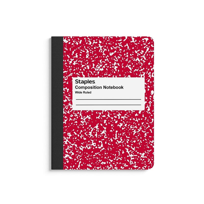 Staples دفتر ملاحظات STAPLES 75 x 975 مسطرة عريضة 100 ورقة بألوان غلاف متنوعة 4 عبوات غير معروفة - Image 1