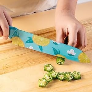DANSR Santoku KnifeProfessional Chopping Knife Stainless Steel Asian Kitchen Knife Ultra Sharp Japanese Chef Knife with Plastic Sheath Dishwasher Safe Food Grade NonStick CoatingBlue Handle - Image 3