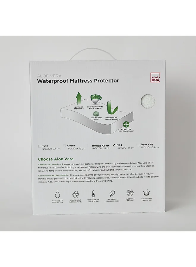 Home Box Aloevera Waterproof King Mattress Protector 200 x 33 x 180 cm