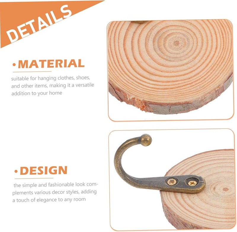 خطافات حائط خشبية كلاسيكية 6 قطع توفير مساحة للتخزين للمناشف والمعاطف والقبعات - Image 4