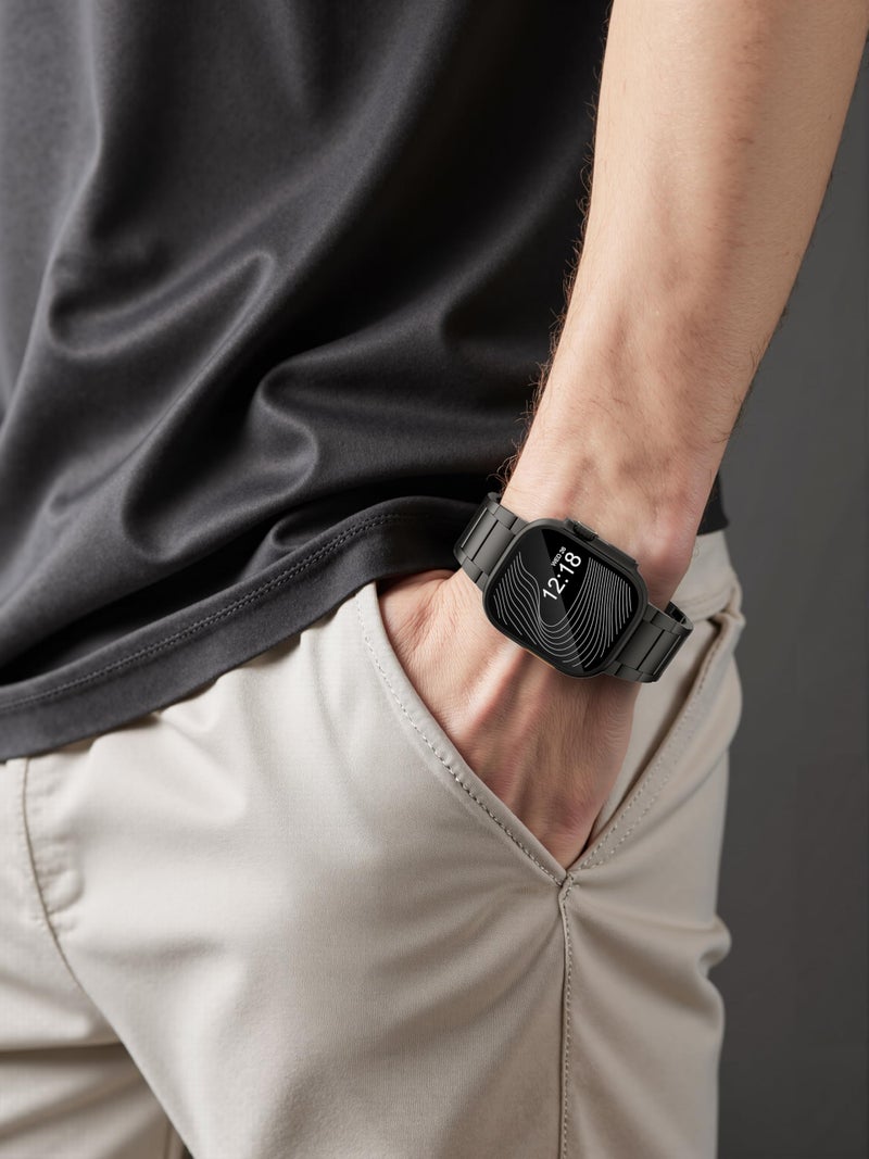 LULULOOK Titanium Ultra 3 Watch Band - Grade 2 Titanium Metal Band for Men, Compatible with Apple Watch Ultra 3/ Ultra 2/ Ultra 49mm, Series 11/10 46mm, Folding Clasp & DLC Coating,Black - Image 5
