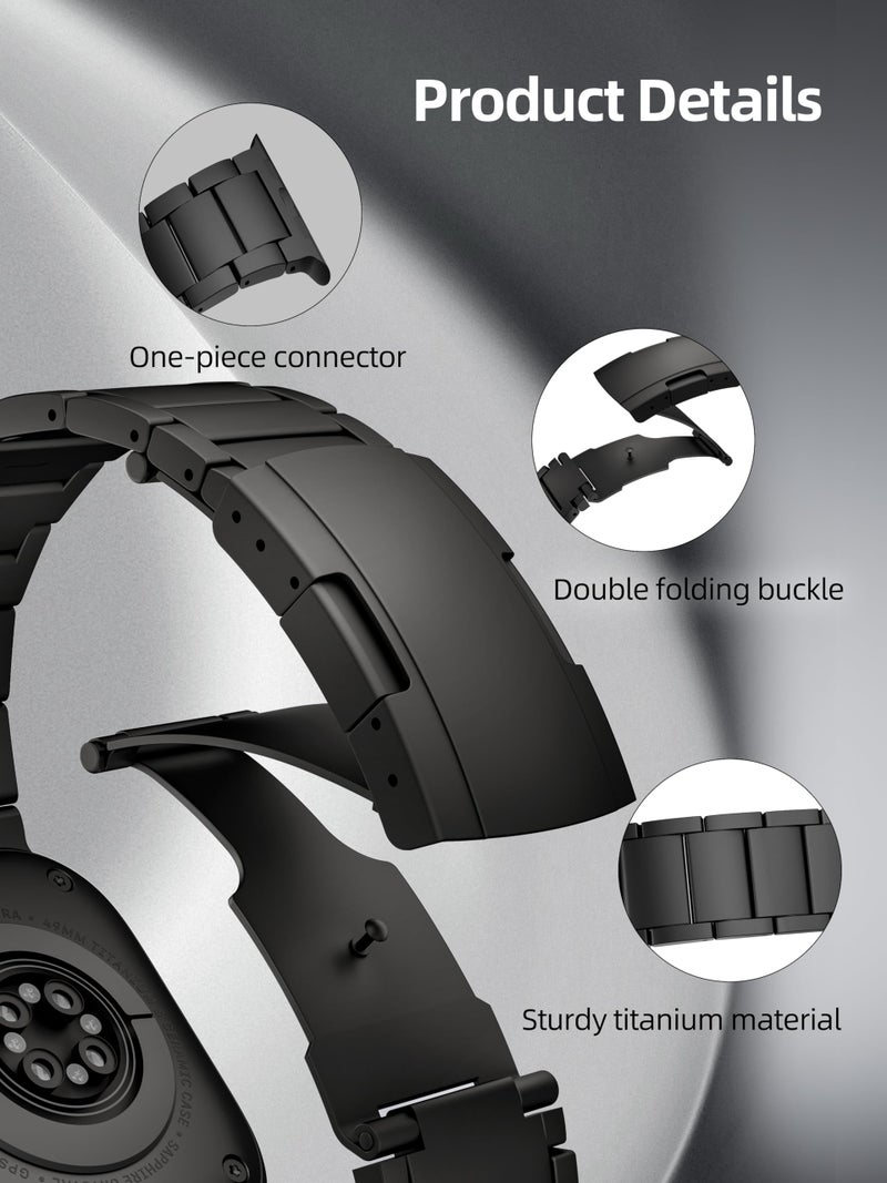 LULULOOK Titanium Ultra 3 Watch Band - Grade 2 Titanium Metal Band for Men, Compatible with Apple Watch Ultra 3/ Ultra 2/ Ultra 49mm, Series 11/10 46mm, Folding Clasp & DLC Coating,Black - Image 3