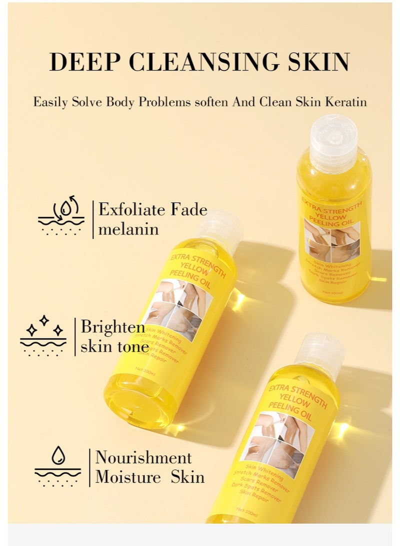 موويام زيت تقشير قوي لإزالة الجلد الميت للبشرة الداكنة والوجه والجسم والبقع الداكنة وتفتيح البشرة للجنسين، لجميع أنواع البشرة (أصفر + أخضر) - Image 5