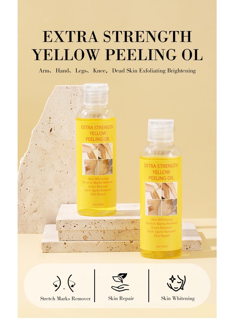 موويام زيت تقشير قوي لإزالة الجلد الميت للبشرة الداكنة والوجه والجسم والبقع الداكنة وتفتيح البشرة للجنسين، لجميع أنواع البشرة (أصفر + أخضر) - Image 4