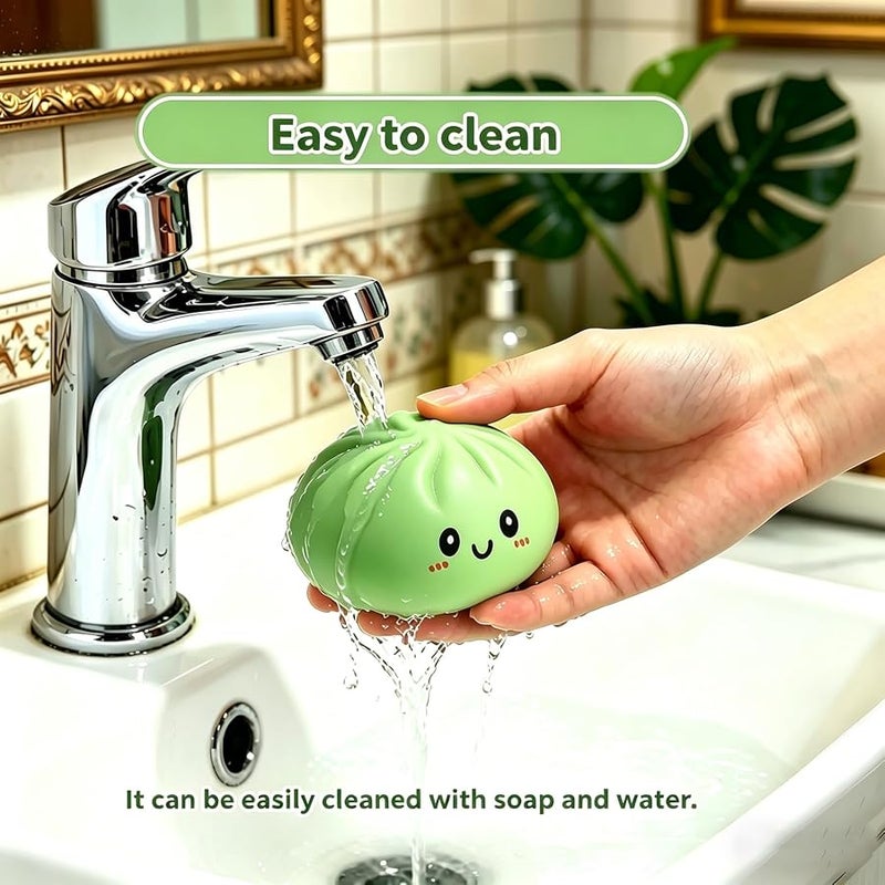 SHUOXUKE Dumpling Squishy Mystery Box , Giant Glitter Dumplings Stress Balls, Slow Rising Squeeze Dumpling Toys with Steamer, Sensory Dough Stress Relief for Stocking Stuffers Green - Image 5
