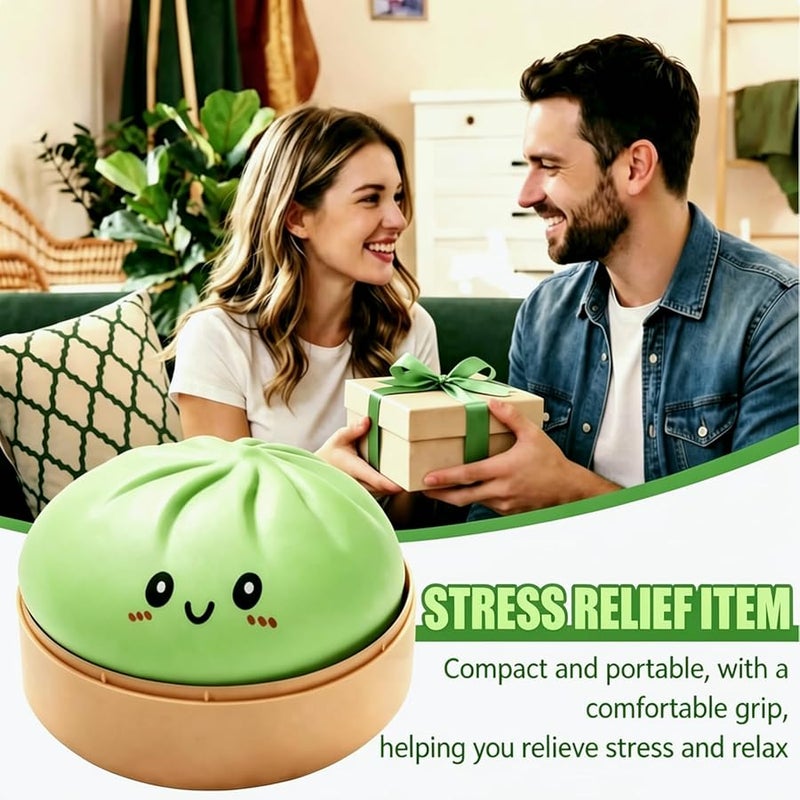 SHUOXUKE Dumpling Squishy Mystery Box , Giant Glitter Dumplings Stress Balls, Slow Rising Squeeze Dumpling Toys with Steamer, Sensory Dough Stress Relief for Stocking Stuffers Green - Image 2