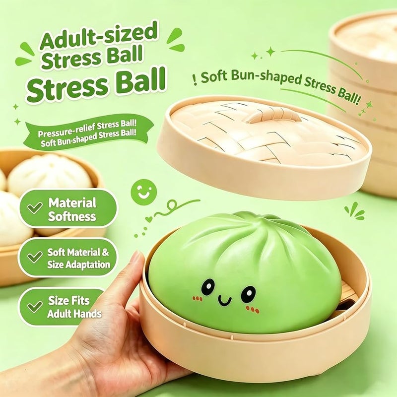 SHUOXUKE Dumpling Squishy Mystery Box , Giant Glitter Dumplings Stress Balls, Slow Rising Squeeze Dumpling Toys with Steamer, Sensory Dough Stress Relief for Stocking Stuffers Green - Image 4