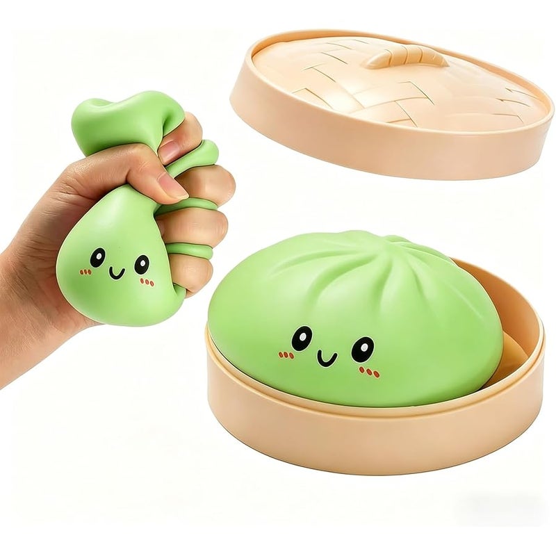 SHUOXUKE Dumpling Squishy Mystery Box , Giant Glitter Dumplings Stress Balls, Slow Rising Squeeze Dumpling Toys with Steamer, Sensory Dough Stress Relief for Stocking Stuffers Green - Image 1