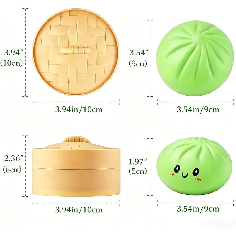 SHUOXUKE Dumpling Squishy Mystery Box , Giant Glitter Dumplings Stress Balls, Slow Rising Squeeze Dumpling Toys with Steamer, Sensory Dough Stress Relief for Stocking Stuffers Green - Image 3