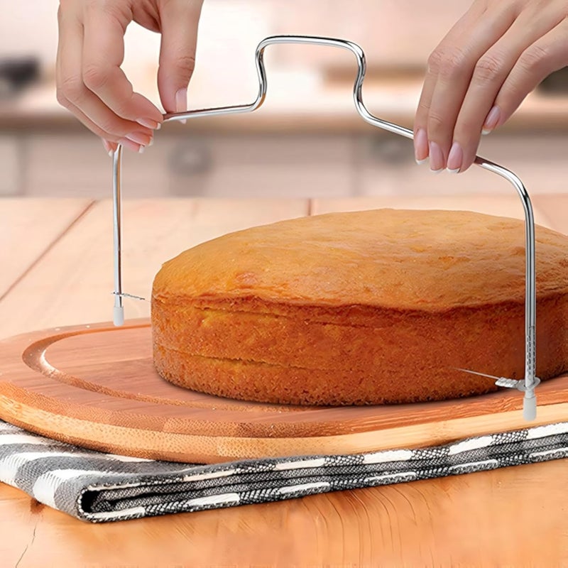 Professional Cake Cutter - Adjustable Double-Blade Stainless Steel Tool for Effortless Cake Slicing and Precision in Your Kitchen