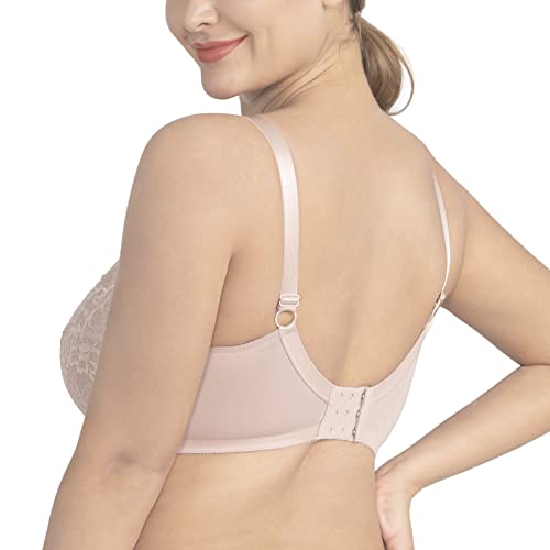 HSIA Minimizer Bras for Women Enchante Full Coverage Underwire Bras Plus Size Lifting Floral Lace Bra for Heavy Breast Dark Pink - Image 4