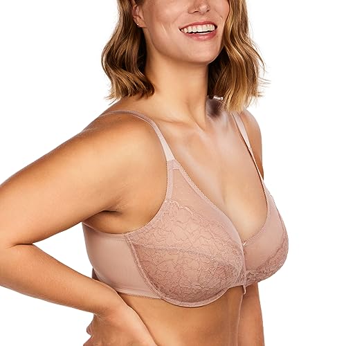 HSIA Minimizer Bras for Women Enchante Full Coverage Underwire Bras Plus Size Lifting Floral Lace Bra for Heavy Breast Dark Pink - Image 2