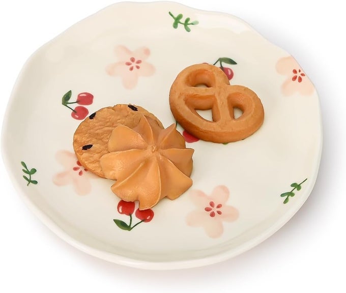 CERAMIC DESSERT PLATES CUTE FRUITS DINNER PLATE CREATIVE PLATES DESIGN PRINTED FLOWERS DINNERWARE FOR OFFICE AND HOME KITCHEN PLATES FOR DESSERTS PINK CHERRY FLOWERS