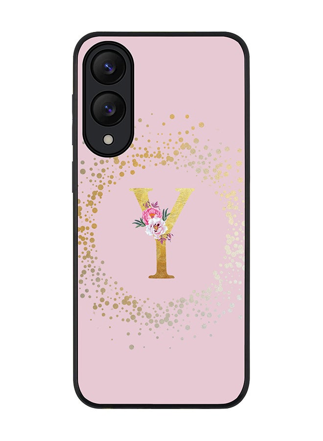 Stylizedd For Samsung Galaxy S25 Edge Case,Slim fit Camera Protection, Shockproof Thin Phone cover  - Custom Monogram Floral - Y  (Pink )