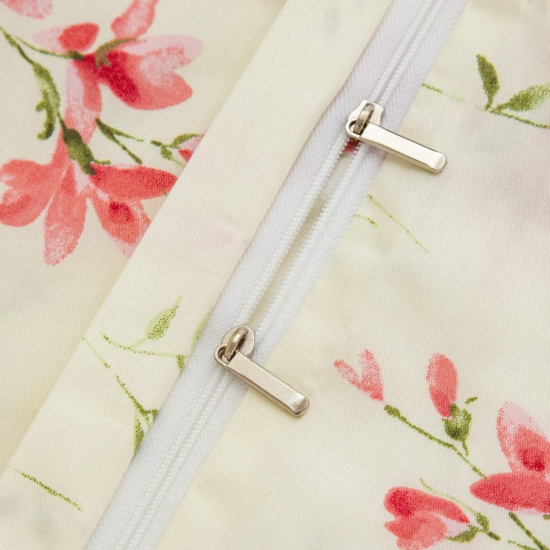 MOTNTD Floral Duvet Cover Twin Soft Cotton Bedding Set Twin Aesthetic Shabby Chic Girls Flower Pattern Duvet Cover Set 3 Piece Breathable Garden Botanical Comforter Cover with 2 Pillowcases - Image 5