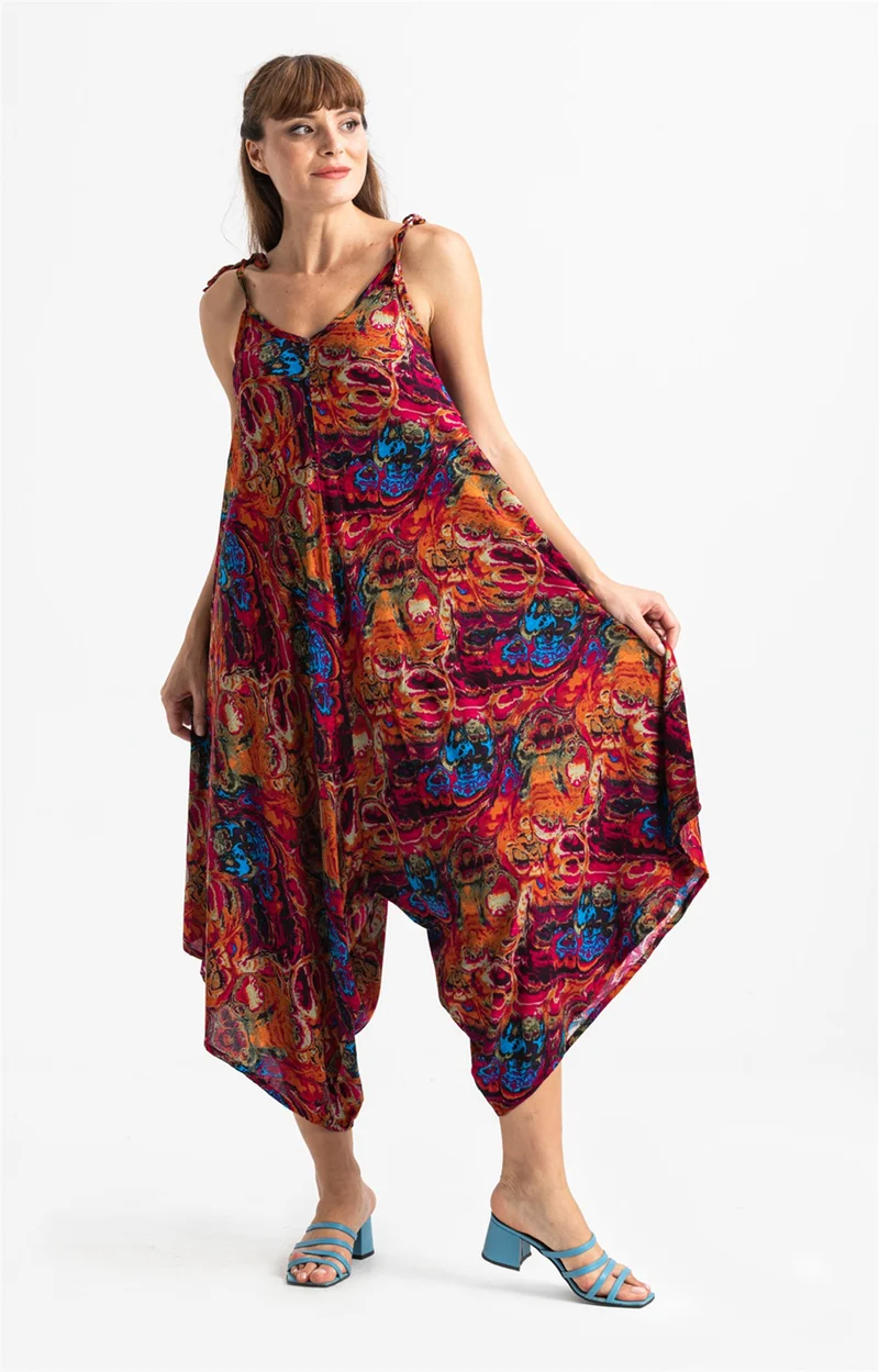 Eliş Şile Bezi Suspended Voile Selin Jumpsuit Red Red