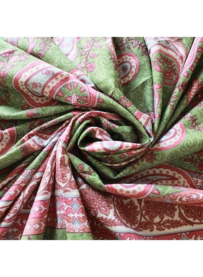 IndiaWeaves Bedsheet and two Pillow Covers baby pink and light green paisley print - Image 3
