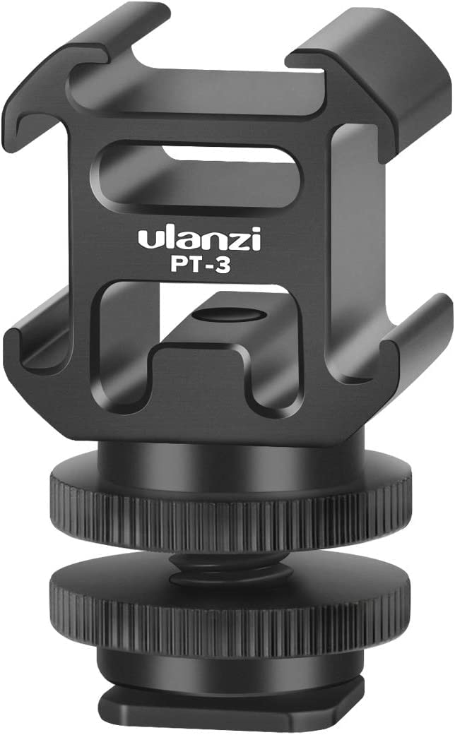 Ulanzi PT-3 Aluminium Camera Hot Shoe Mount Adapter Video Accessory Triple Cold Shoe Bracket Lights, LED Monitors, Microphones, Audio Recorder & Studio Flash Video Camera - Image 1