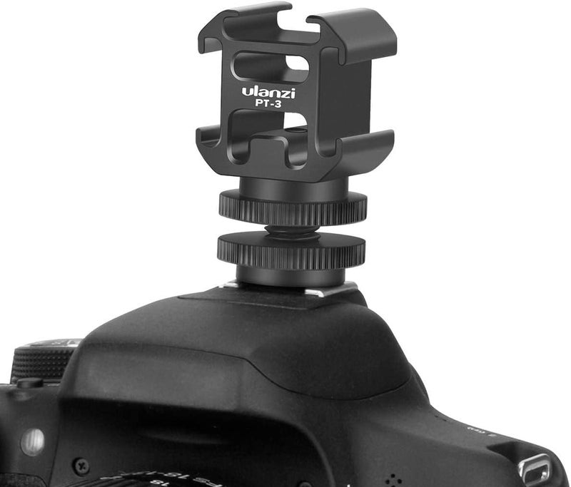 Ulanzi PT-3 Aluminium Camera Hot Shoe Mount Adapter Video Accessory Triple Cold Shoe Bracket Lights, LED Monitors, Microphones, Audio Recorder & Studio Flash Video Camera - Image 2