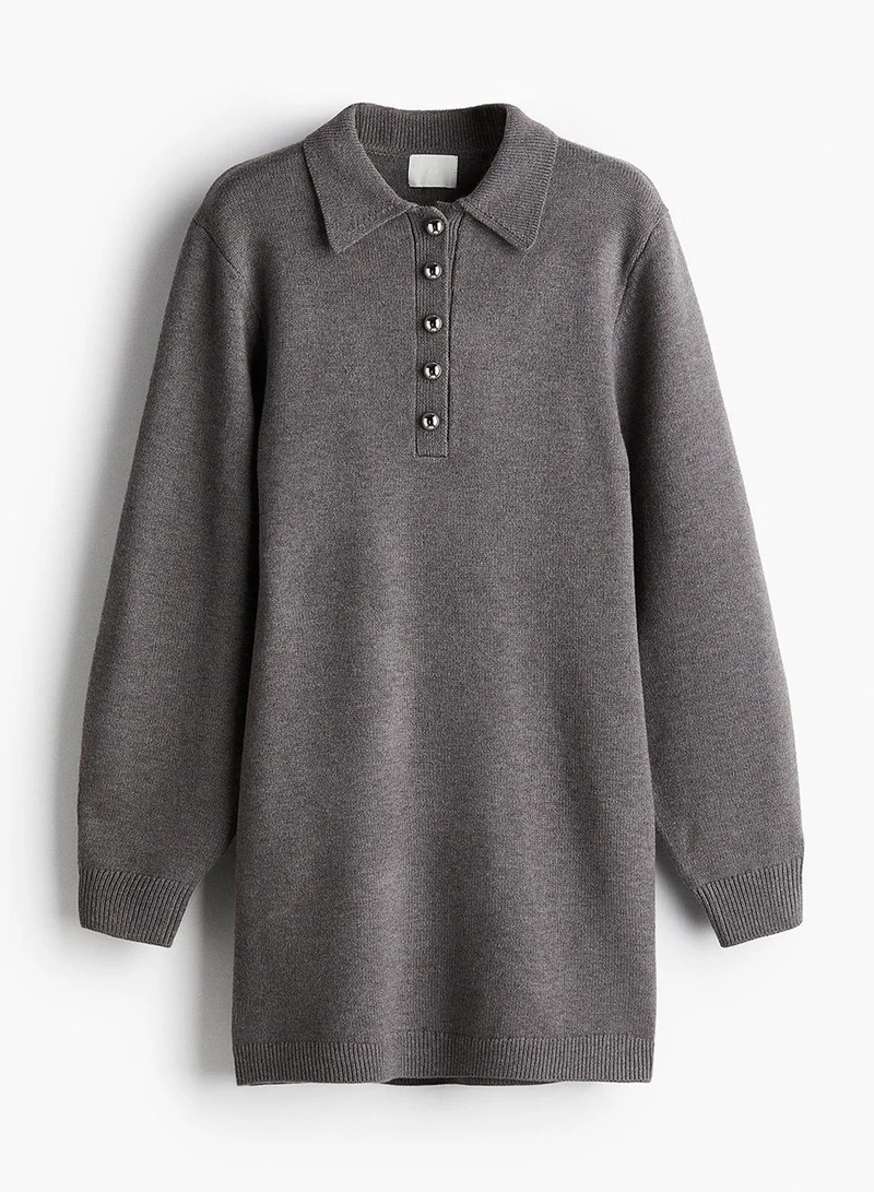 اتش اند ام Fine-Knit Collared Dress