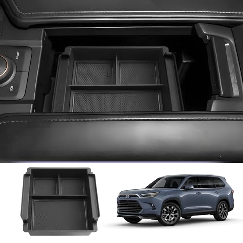 LUWU for 2024 2025 Toyota Grand HighlanderGrand Highlander Hybrid Center Console Organizer 2024 2025 Grand Highlander Accessories Armrest Console Organizer Armrest Organizer Insert Tray Black - Image 1