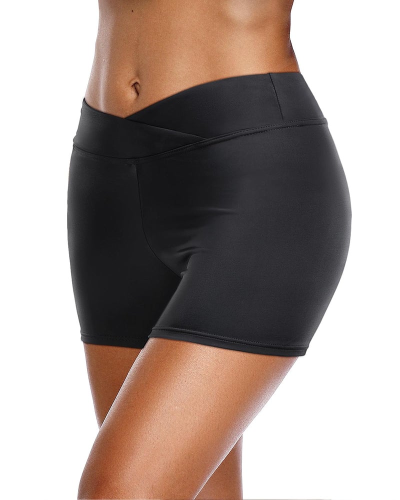 Yonique Womens Swim Shorts Bathing Suits Bottoms Swimsuit Bottoms(Available in Plus) Black XL - Image 2