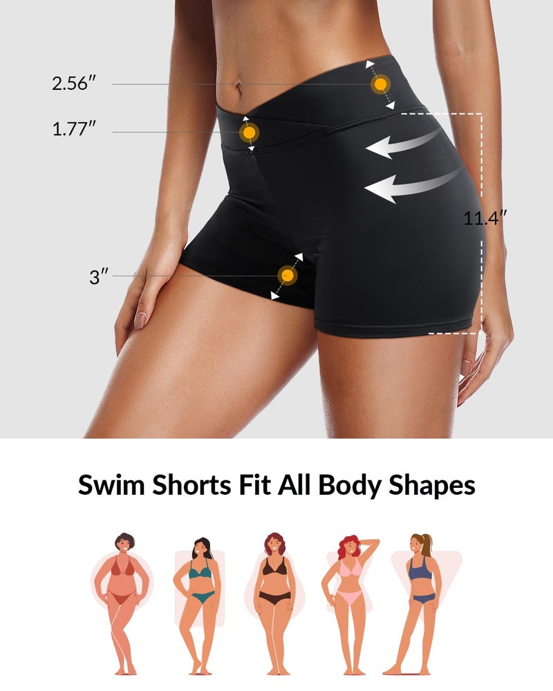 Yonique Womens Swim Shorts Bathing Suits Bottoms Swimsuit Bottoms(Available in Plus) Black XL - Image 5