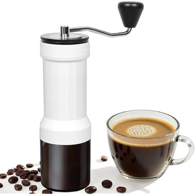 ريحني مطحنة قهوة يدوية 40 إعدادًا قابلًا للتعديل سعة 30 جرامًا مع شفرة مخروطية ومطحنة يدوية للسفر مع شفرة سيراميك بيضاء - Image 1