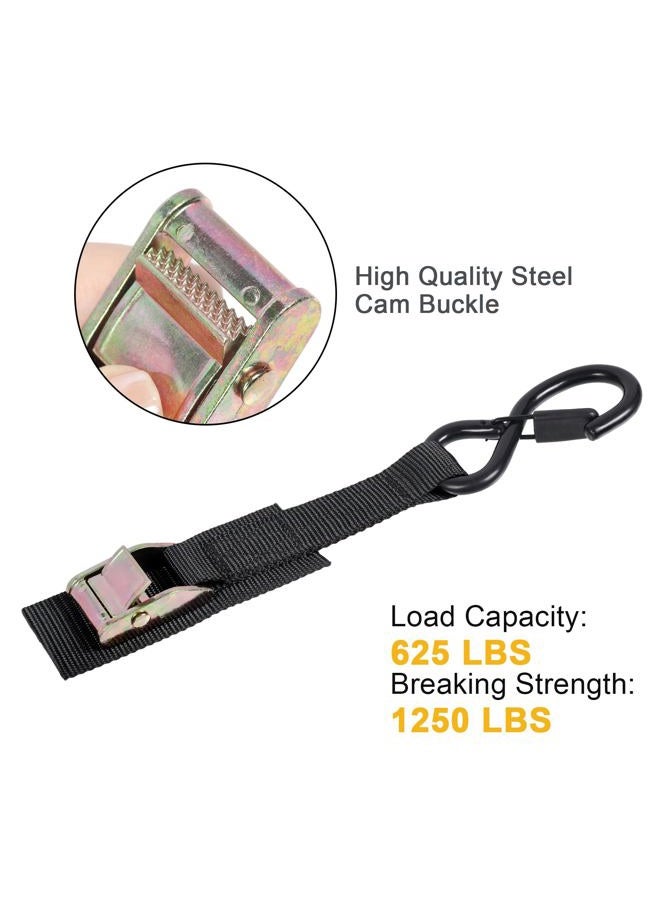 Ayaport Cam Buckle Tie Down Straps 8ft 1250lbs Break Strength 4 pcs Securing Straps with S Hooks for Motorcycle, Car, Truck, Dirt Bike - Image 2